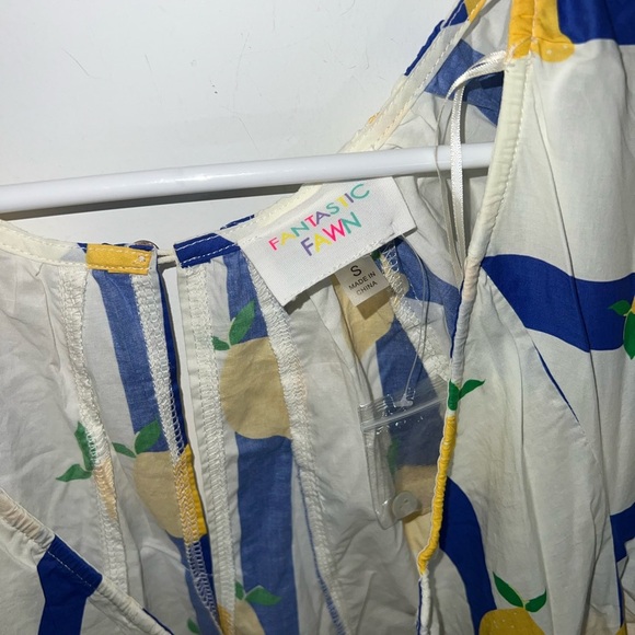 Fantastic Fawn Lemon Print romper with Blue Stripes small - Picture 7 of 15
